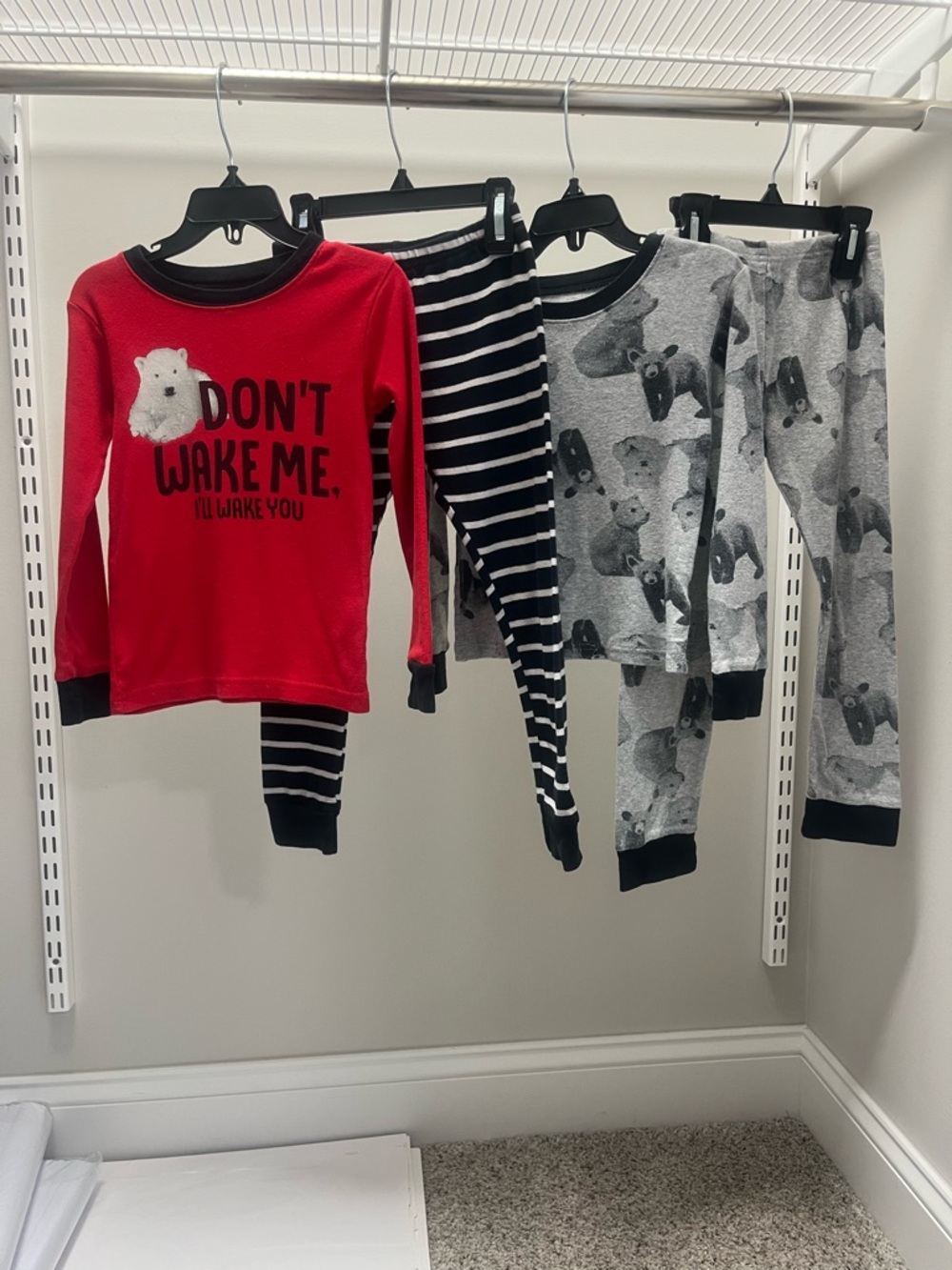 Carter's 4-piece Red, Black, & Gray Bear-Themed 'Don't Wake Me' Pajama Set
